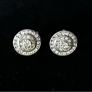 Vintage antique rhinestone screw back earrings